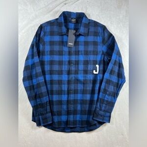 NWT Oakley Size Medium Classic Navy Gingham Soft Cotton Flannel Shirt C15